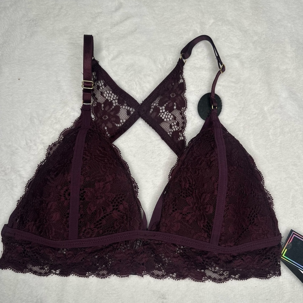 Body Frosting Size Large  Padded Lined Back  Bralette Color Plum